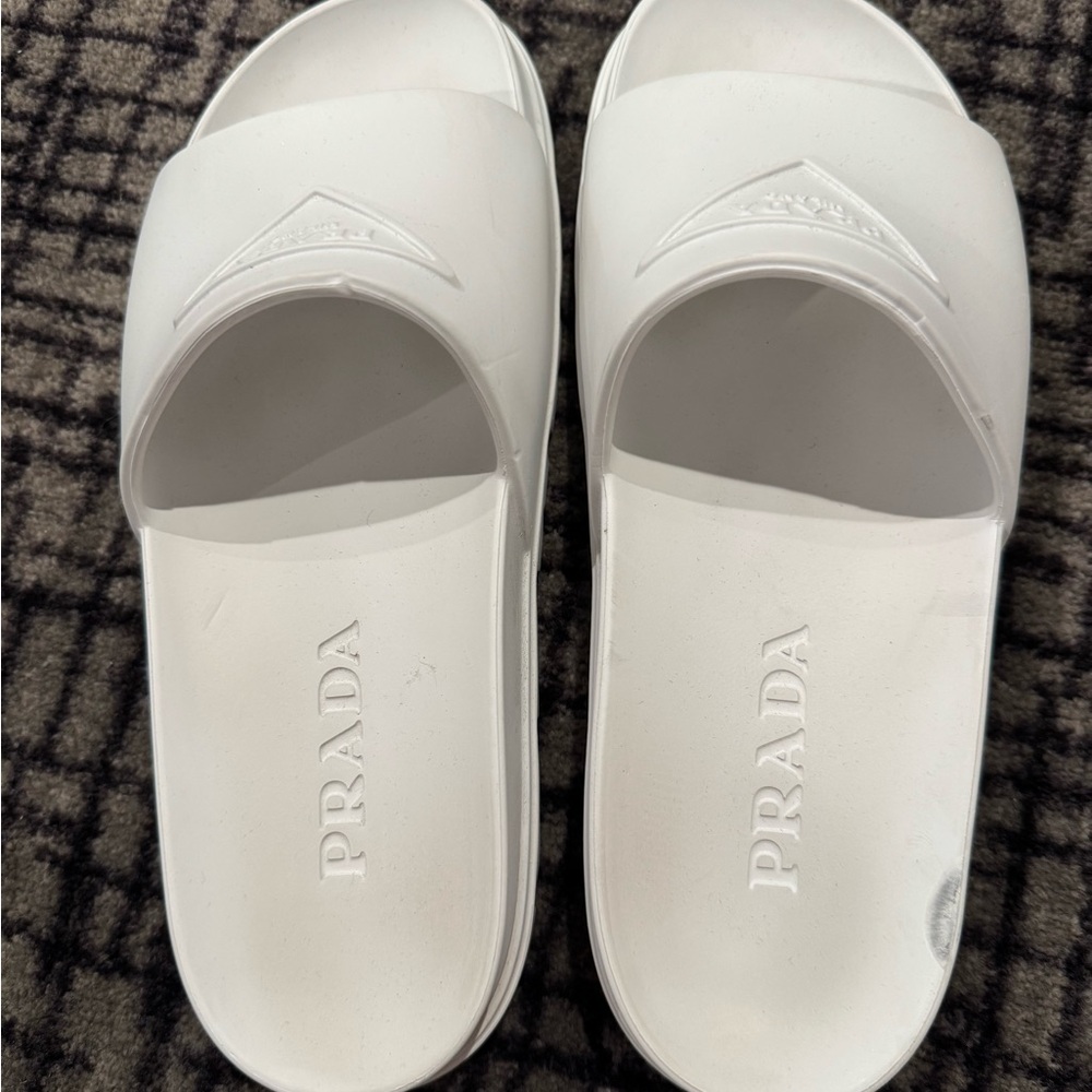 Prada Classic White Slides